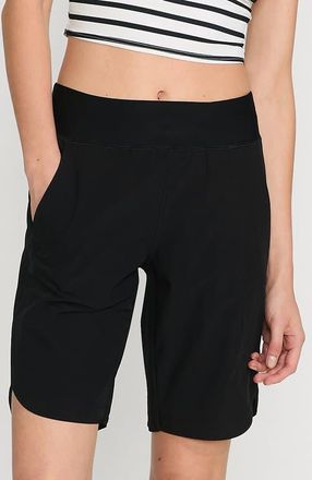 Lands End 9 Quick Dry Elastic Waist Modest Board Shorts Swim Cover-up Shorts with Panty in Black at Nordstrom, Size 14P
