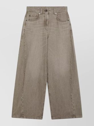 Brunello Cucinelli wide leg five pocket denim trousers