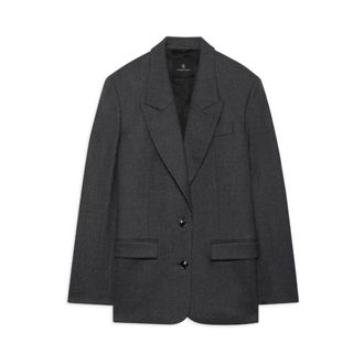 Anine Bing Ross Single-breasted Blazer - female - Anine Bing - Blazers - Gray - L - Jackets