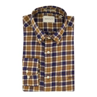 GANT Overhemden, Heren, Bruin, XL, Katoen, Casual Overhemd