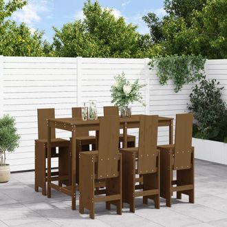 Berkfield Home 7 Piece Garden Bar Set Honey Brown Solid Wood Pine