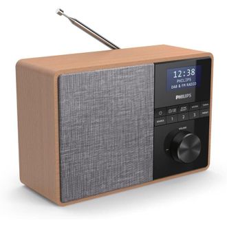 Philips Audio Tar5505/10 Radio, Carcasa De Madera, Radio Dab+/fm, Temporizador De Cocina, Alimentaci&oacute;n Por Red O Bater&iacute;a, Color Marr&oacute;n/gris Con Bluetooth