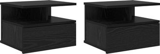 vidaXL Vidaxl - Mesitas de Noche Flotantes 2 pcs Roble Negro 40x31x27 cm Madera Elaborada