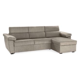 Dmora Sof&aacute; Fijo Con Chaise Longue Ceto, Desenfundable, Reversible Made In Italy, Hidr&oacute;fugo Multiposici&oacute;n, 285x160 Cm Gris Taupe Taupe