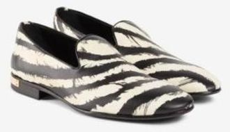 Roberto Cavalli Zebra-Print Leather Loafers, Brand Size 43 ( US Size 10 )