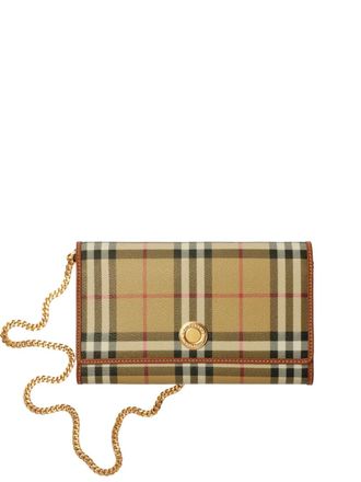 Burberry Check wallet on chain - women - Polyester/Calf Leather/Polyurethane/Cotton/Viscose - One Size - Neutrals