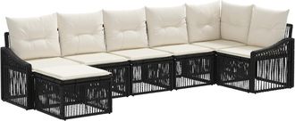 vidaXL Conjunto De Sof&aacute;s De Jard&iacute;n 7 Uds. Negro Rat&aacute;n Sint&eacute;tico Vidaxl