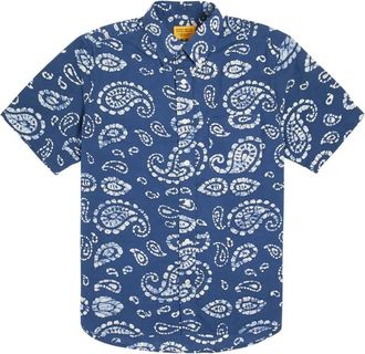 Original Madras Trading Company Mens No6 Button Down Short Sleeve Shirt In Batik Print
