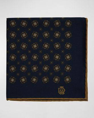 Dunhill Mens Medallion Silk Pocket Square