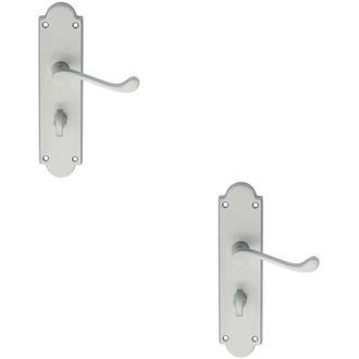 Loops 2x PAIR Victorian Scroll Handle on Bathroom Backplate 205 x 49mm Satin Chrome