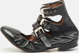 Laurence Dacade Black Leather Buckle Details Ballet Flat