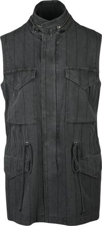 Yohji Yamamoto Gilet - Dames - Bodywarmers - Grijs - S - Katoen - Jassen