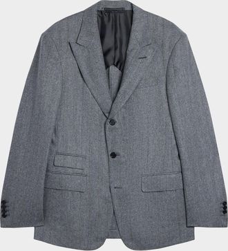 Dunhill Men & apos;s Wool & Cashmere Herringbone Pinstripe Bourdon Sport Coat