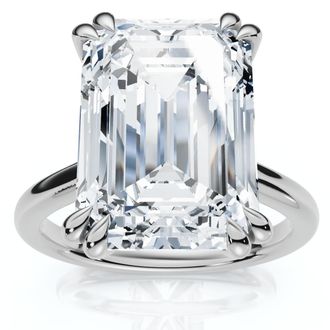Pompeii3 Certified 6Ct Emerald Cut Diamond Solitaire Ring 14k Gold Lab Grown