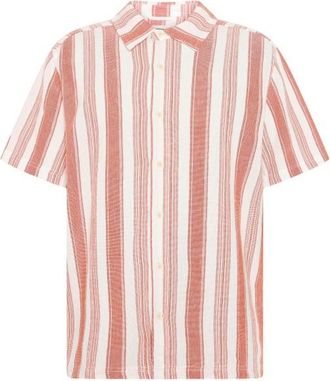 Knowledge Cotton Apparel Organic Cotton Striped Shirt II Hemd f&uuml;r Herren | rosa