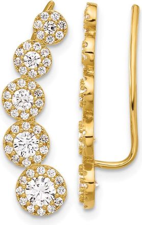 Diamond2Deal 10K Yellow Gold Round Cut Cubic Zirconia Fancy Ear Climbers
