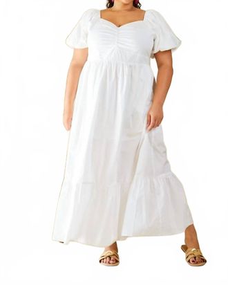 Skies Are Blue Clothing Bubble Hem Poplin Maxi Dress - Plus In White