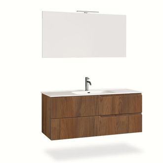Aquadesign Mueble de baño de 4 piezas en mdf roble oscuro