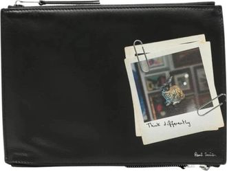 Paul Smith Fotografische print Leren Reistasje - Heren - Toilettassen - Zwart - ONE Size - Leer - Tassen