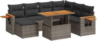 vidaXL Vidaxl - Set De Sof&aacute;s De Jard&iacute;n 8 Pzas Y Cojines Rat&aacute;n Sint&eacute;tico Gris