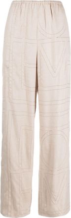 Toteme Monogram flannel pajama bottoms - women - Modal - 40 - Neutrals