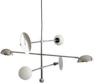 101 Copenhagen Chandelier Sahn - Silver - Opal Glass - Designer Tommy Hyldahl