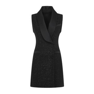 Max Mara Kleedjes, Dames, Zwart, S, Wol, Paillet Eiffel Mini Jurk