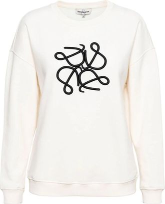 &Co Woman Selina Embro - Dames - Sweatshirts - Beige - M - Katoen - Hoodies & sweatvesten