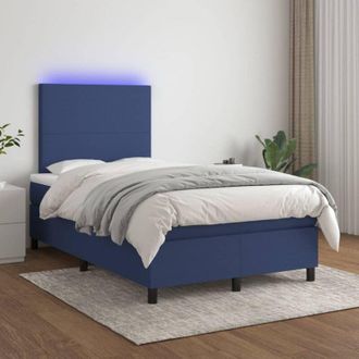 vidaXL Vidaxl - Cama Box Spring Con Colch&oacute;n Y Led Tela Azul 120x200 Cm