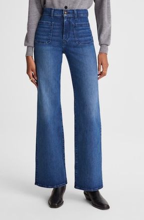 Madewell Emmy Patch Pocket High Waist Wide Leg Jeans in Pelion Wash at Nordstrom, Size 28