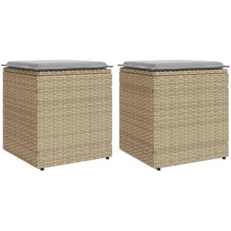 vidaXL Taburetes De Jard&iacute;n Con Cojines 2 Uds Beige 40x40x43 Cm Vidaxl