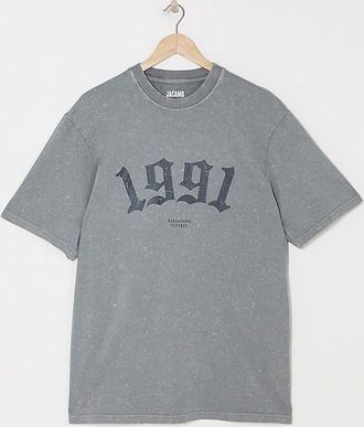 Jacamo Relaxed Fit Acid Wash Graphic T-Shirt
