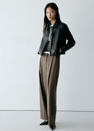 Mango Pantaloni pinces quadri marrone - Donna - 36 - MANGO