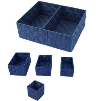 Trade Shop Trade Shop - 11 Cajas Modulares De Tela Ba&ntilde;o Organizador Armarios Cajones Estantes 79082 Azul