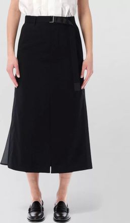 sacai tailored wool blend midi skirt