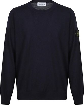 Stone Island Trui met ronde hals- regular fit - Heren - Ronde hals truien - Blauw - 2XL - Wol - Truien & Vesten
