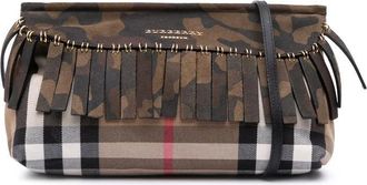 Burberry Pre-owned Cross Body Bags, female, Brown, Size: ONE SIZE Pre-owned Printed Textile Crossbody Bag with Fringe Detail