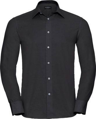 Russell Athletic Russell Collection Heren Oxford Getailleerd Formeel Overhemd Met Lange Mouwen (Zwart)