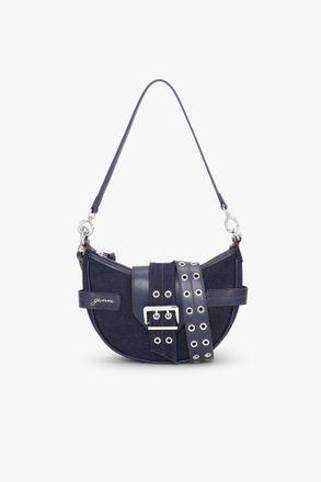 Ganni Blue Dark Denim Small Bucky Crossbody Bag