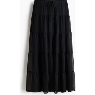 H&M Tiered Maxi Skirt in Black at Nordstrom, Size Xx-Small
