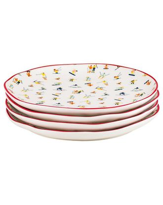 10 Strawberry Street Set Of 4 Bella Appetizer Plates, Skiers