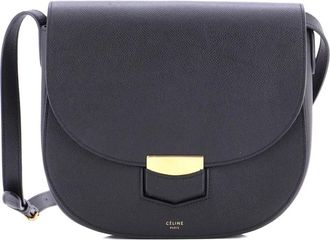 Celine Trotteur Grainy Leather Medium crossbody bag - Black