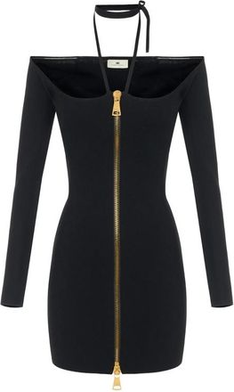 Elisabetta Franchi Mini Dress In Knit Fabric With Ties