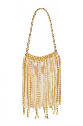 VANINA Womens Etincelle Fringed Embellished Woven Tote In Yellow & Gold