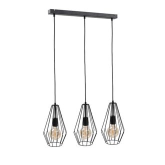 Netlighting Lex Bar Pendant Ceiling Light Black 60cm 3x E27