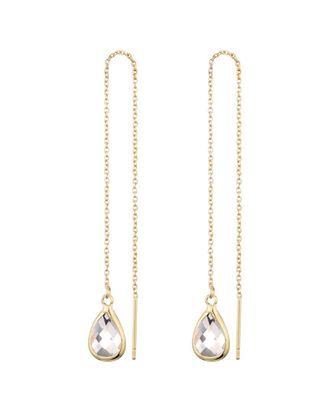 Adornia Adornia 14K Plated Crystal Clear Crystal Threader Earrings