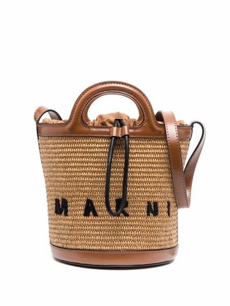 Marni Borsa a secchiello Tropicalia con ricamo - Marrone