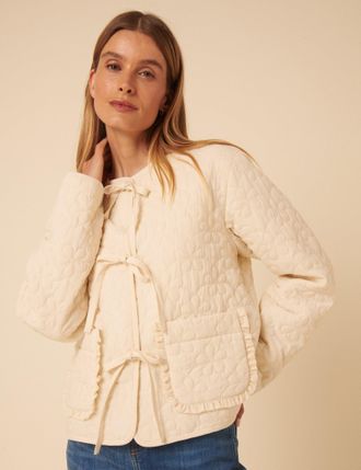 Nobody's Child Cream Tie-Front Quilted Jacket