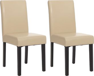 Hhg Nunca Usado] Lote De 2 Sillas De Comedor Silla De Cocina Littau, Polipiel, Crema, Patas Oscuras