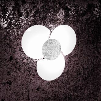 Top-Light Applique Contemporanea Clover Metallo Foglia Argento Vetro Bianco 3 Luci E27